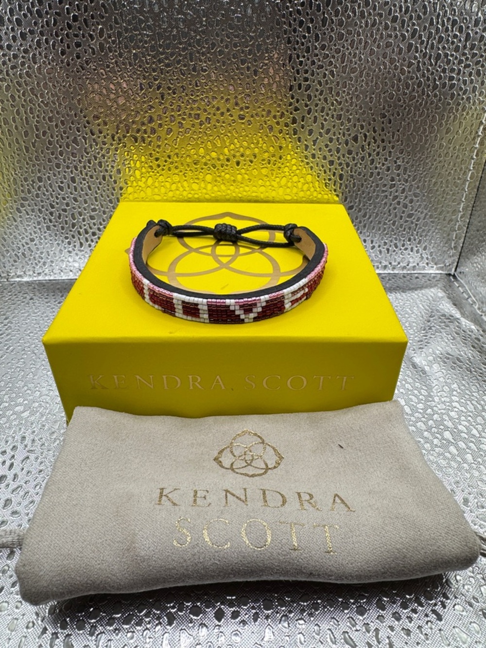 Kendra Scott Pink and Red Beaded Leather Bracelet